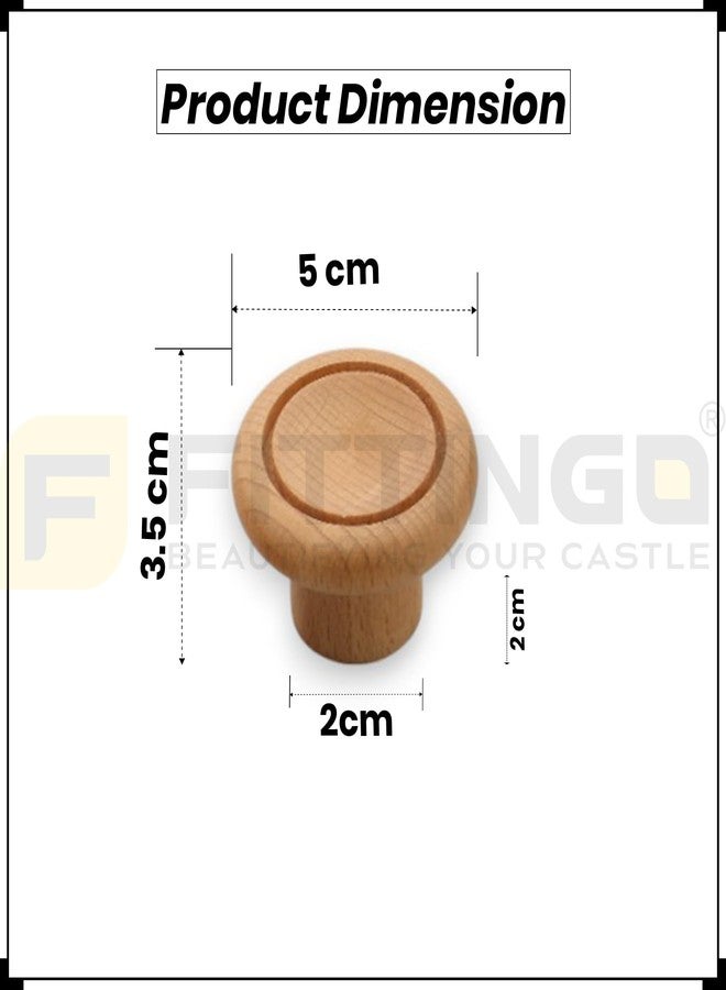 Fittingo Drawer Knobs/Door Handles/Cabinet Handle Knobs/Drawer Handle/Knobs for Drawers and Cabinet/Steam Beech Wood (2 Inch) Pack of 6 - Image 3